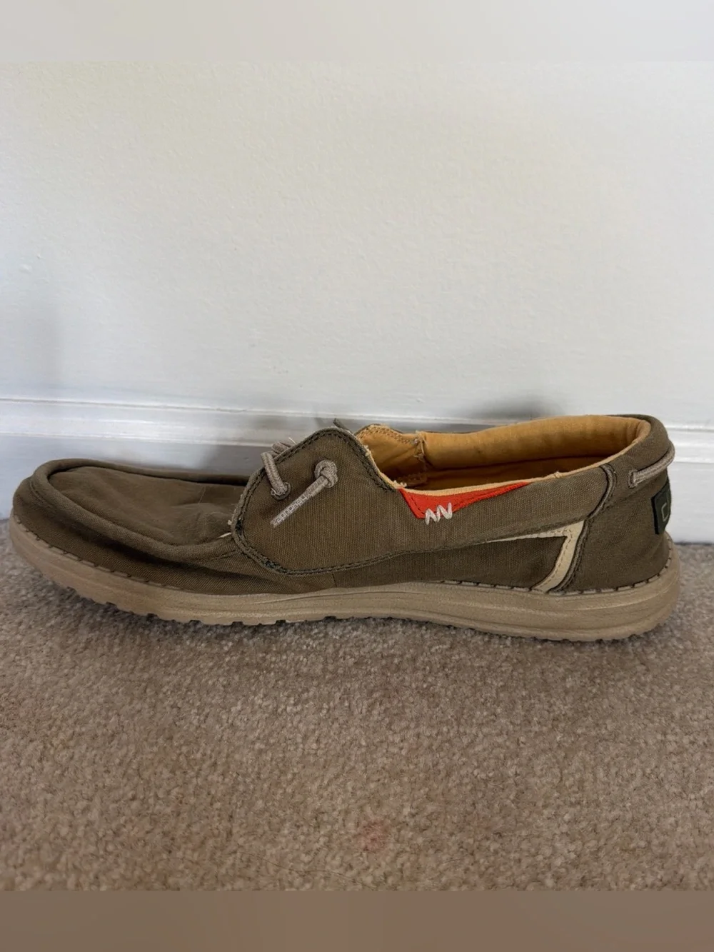 Hey Dude Welsh Washed Sage Green Slip On Canvas Boat Casual Shoes Men’s Size 12